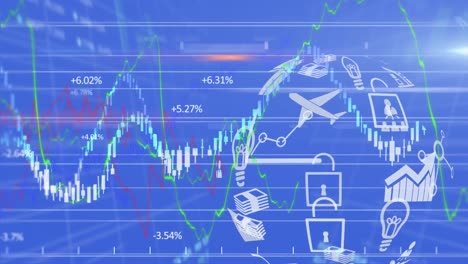 Animación-De-La-Visualización-Del-Mercado-De-Valores-Con-Números-Y-Gráficos-Del-Mercado-De-Valores-Azules