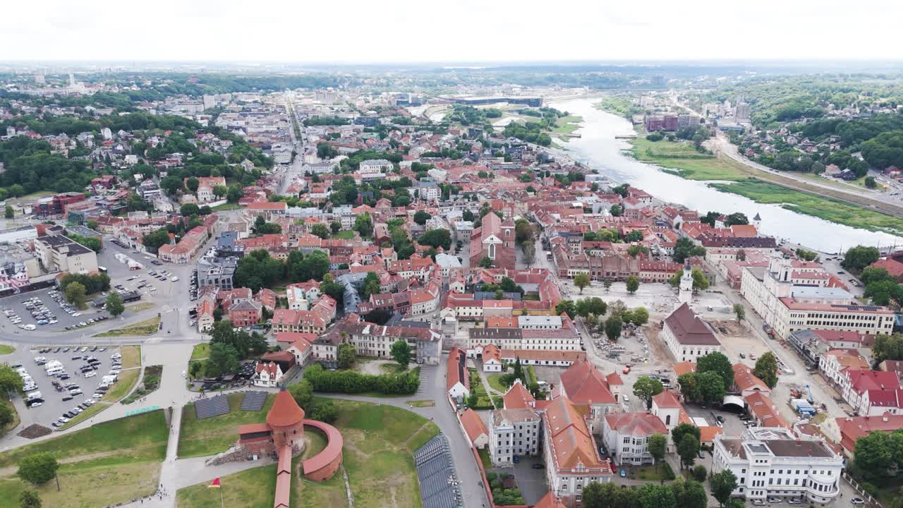 centro de la ciudad de kaunas, vista panorámica aérea