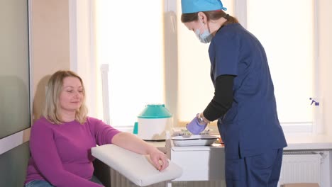 laboratory blood test, the doctor uses a syringe to take blood or from a vein in the arm. blood group test