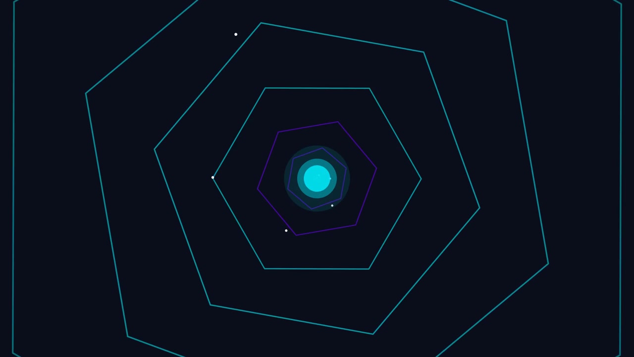 Abstrakte Animation rotierender sechseckiger geometrischer Formen