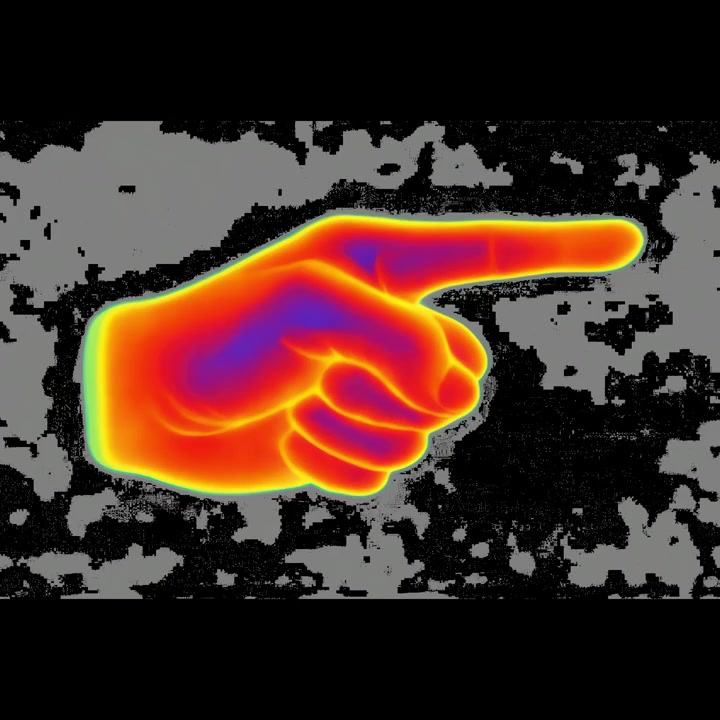 Termografia di una mano umana che indica