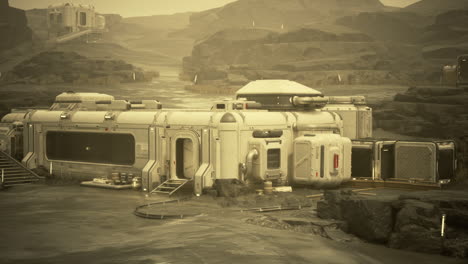 Futuristic space station in desert