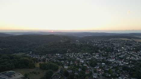 slow rotating aerial shot of braunfels at sunset