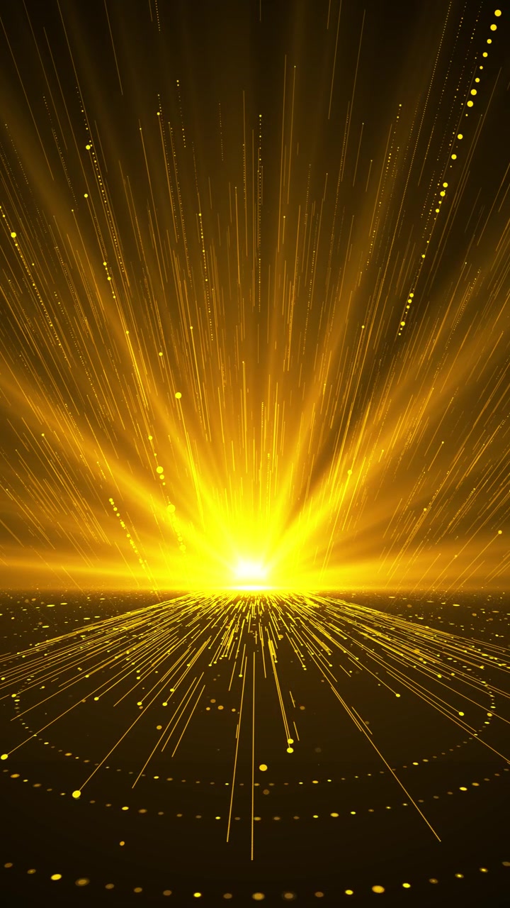 Amber light explosion background with glowing speed lines radiant center and golden particle motion