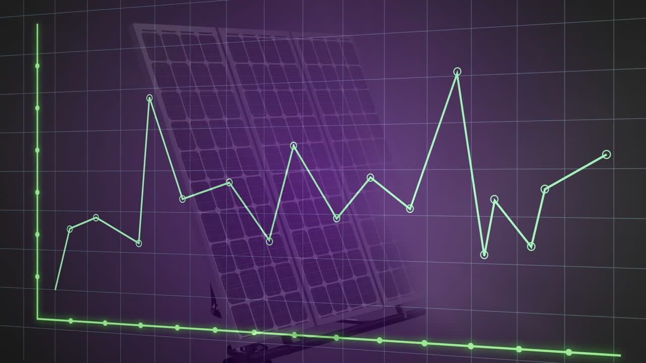 animación gráfica sobre el fondo del panel solar