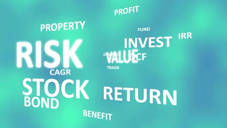 finance investment text design animation in blue cloud background.
