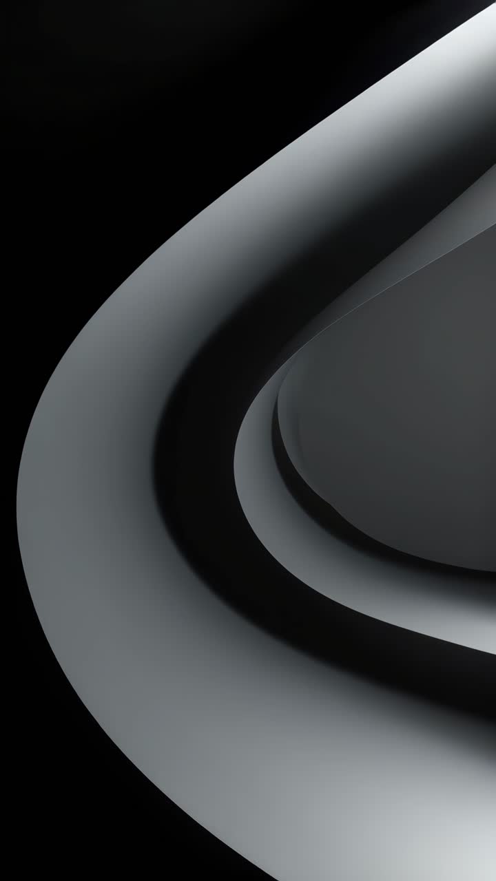 Design astratto con linee curve e delicate in scala di grigi. L'angolazione dal basso crea un flusso dinamico