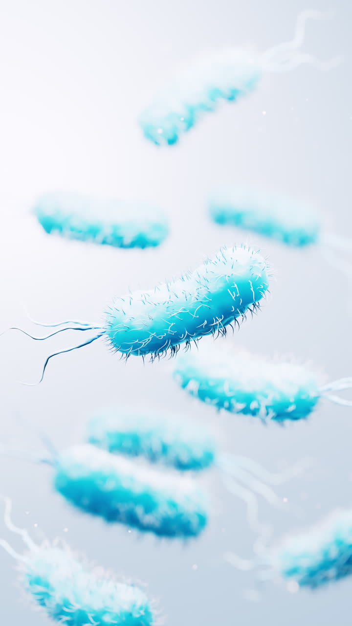 Struttura batterica biomedica microscopica, rendering 3D