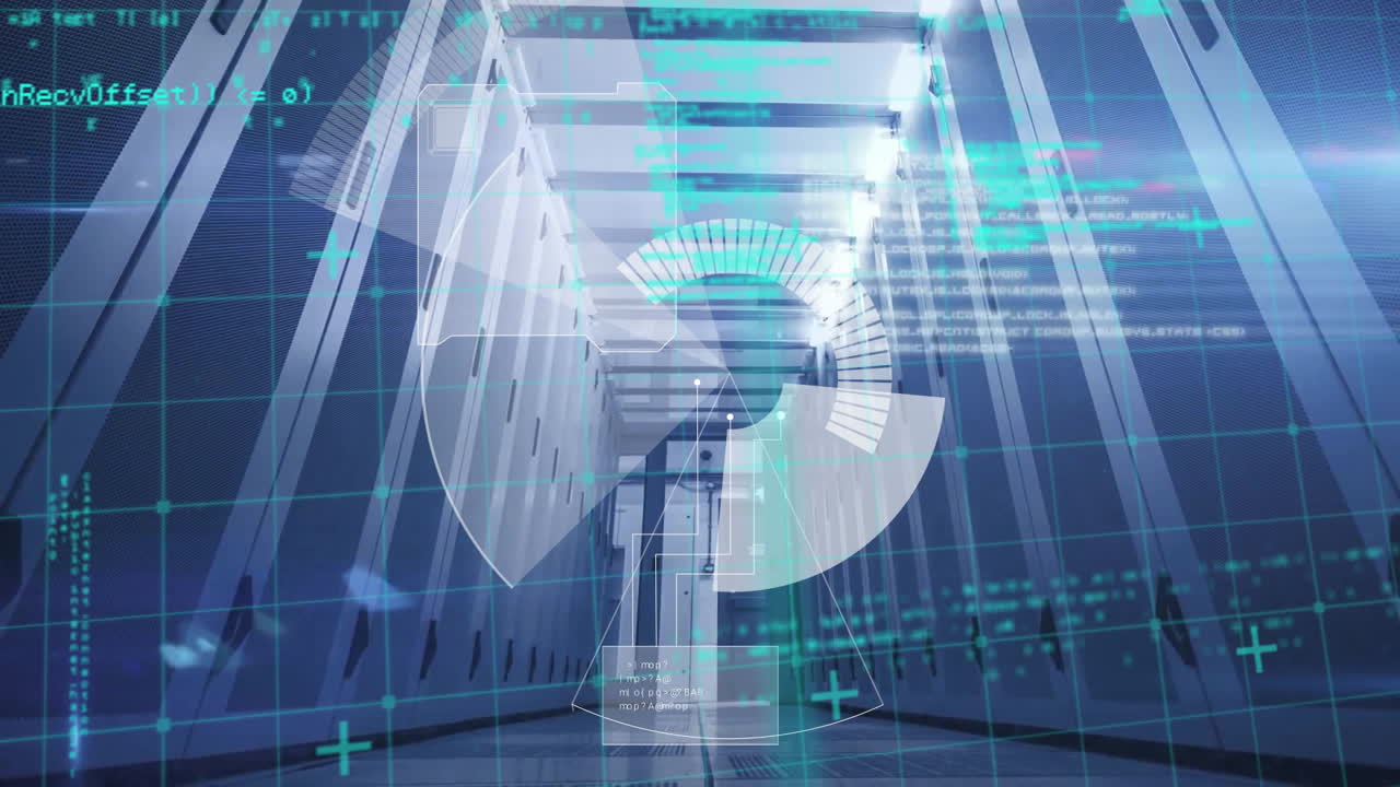 컴퓨터 서버를 통해 데이터 처리의 애니메이션