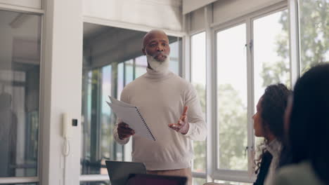 leadership, black man or ceo in a business meeting