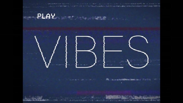 Animation of vibes text on a blue background