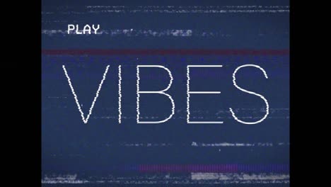 animación de texto de vibraciones sobre un fondo azul
