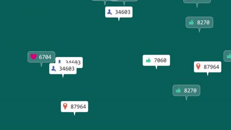 Animation of social media data processing over green background
