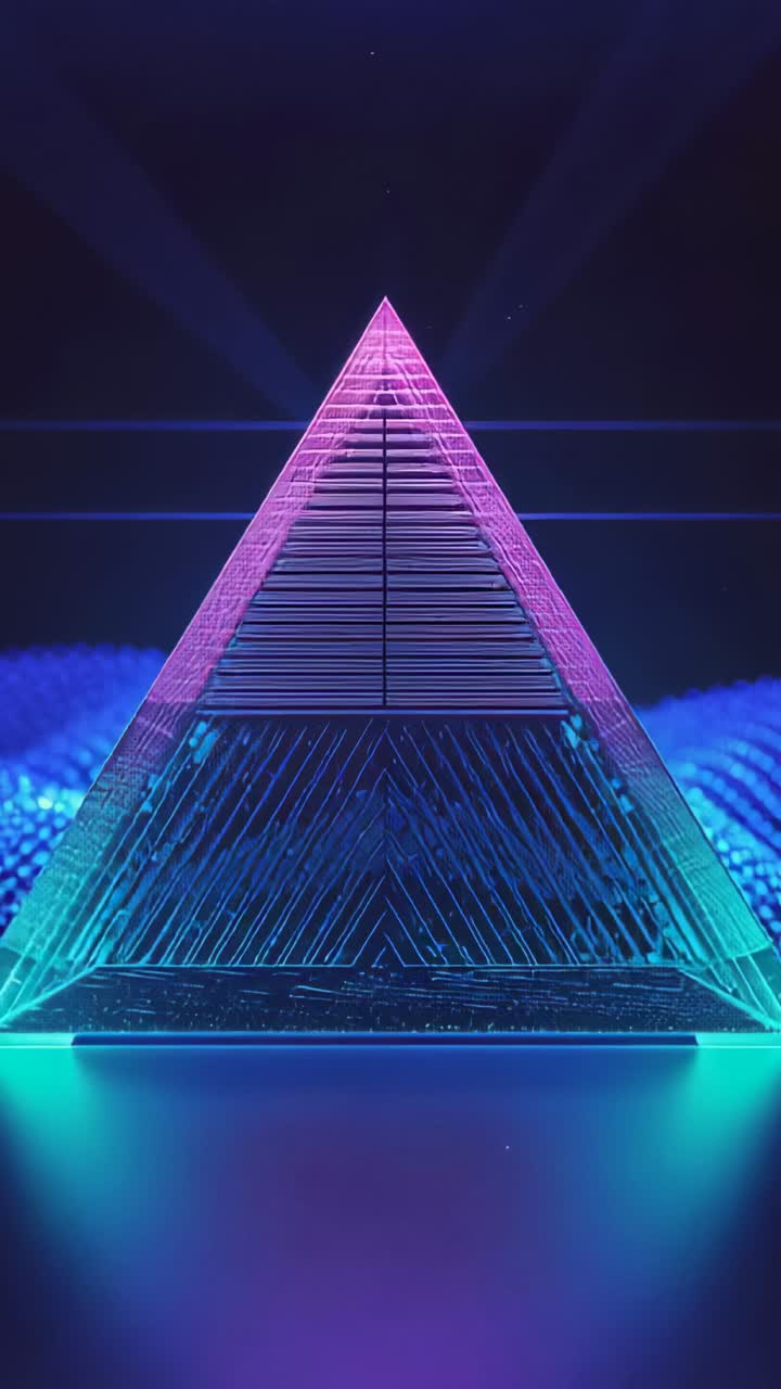 Vertical video: Activating lights, pyramid scanning upward in studio, accenting magenta outline