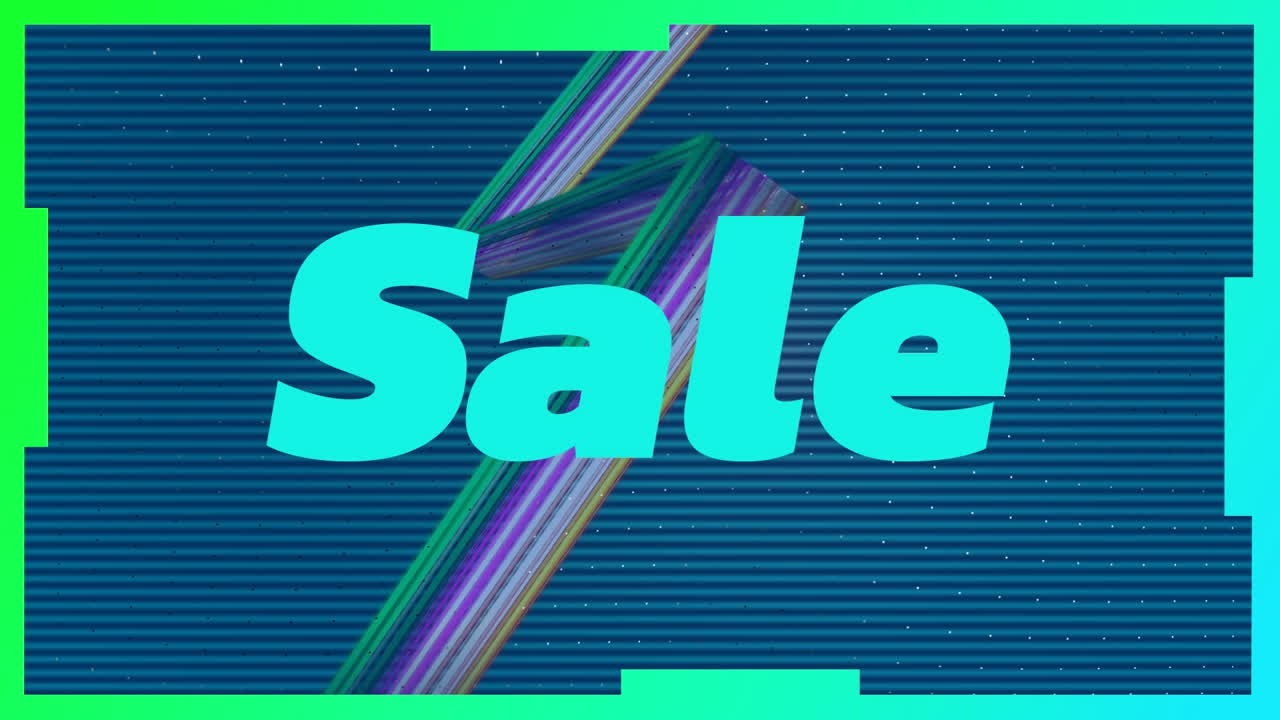 Animation of sale text and shapes on blue background