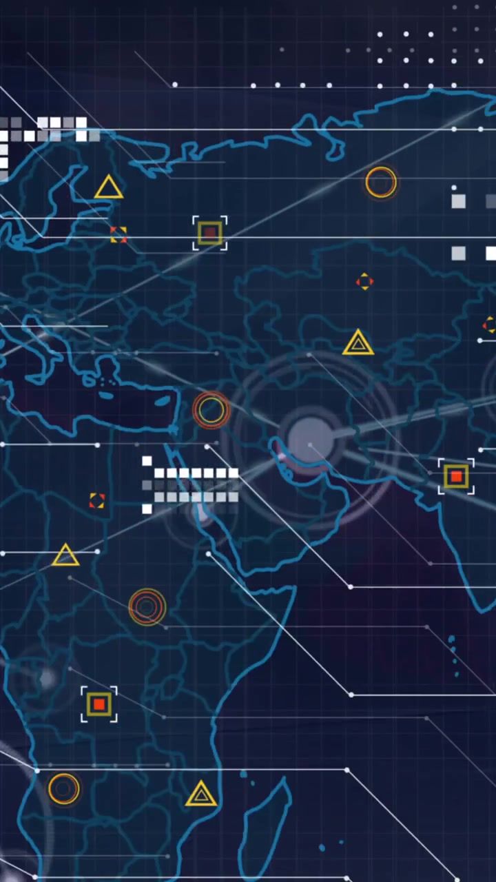 Animation of connections and data processing over world map
