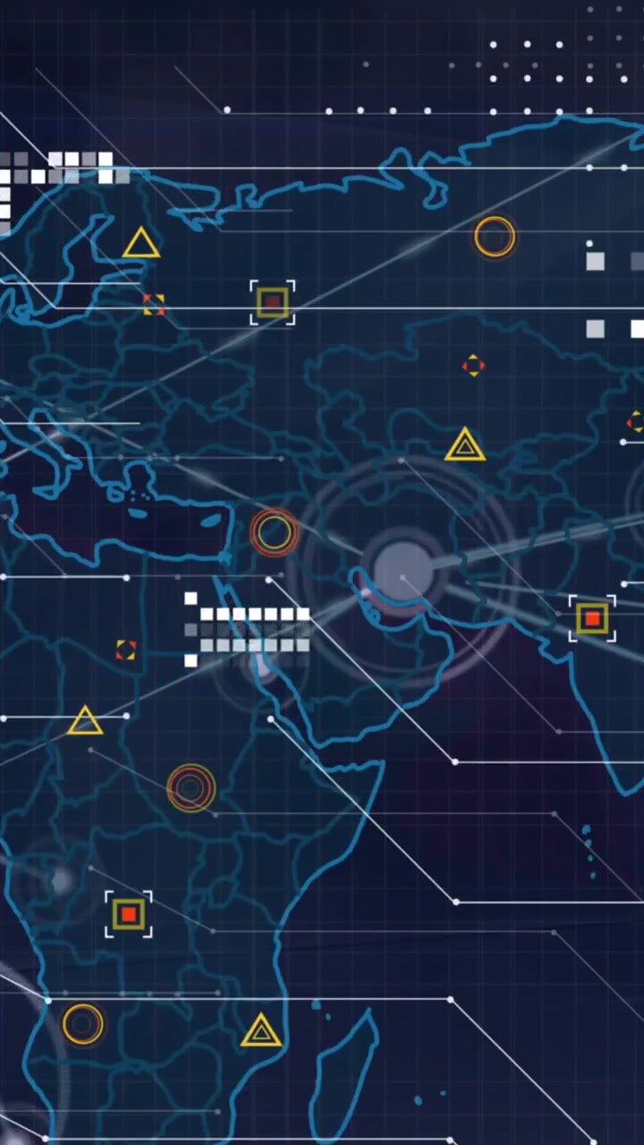 Animation of connections and data processing over world map