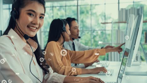 el centro de llamadas de soporte al cliente proporciona datos con gráficos visuales