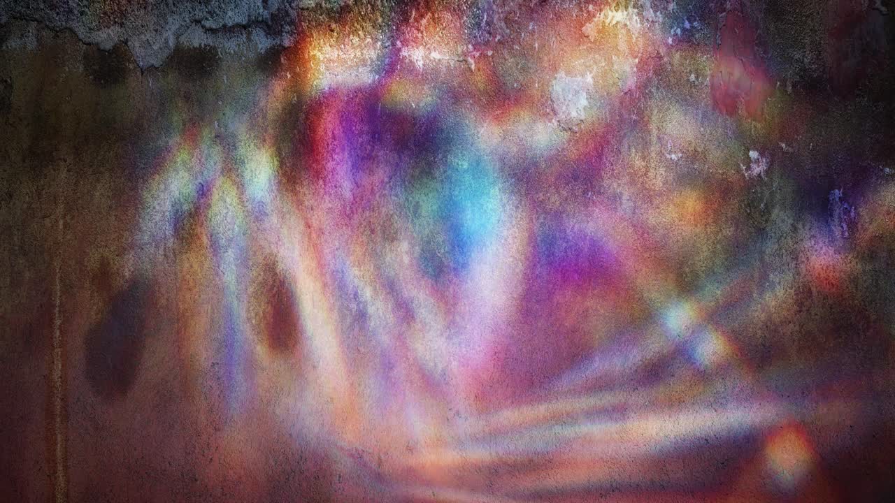 Colorful Light Reflections Moving on a Textured Wall