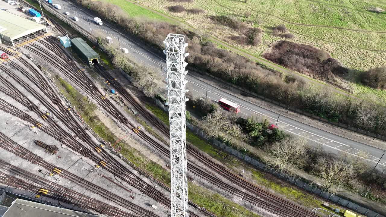 Communications tower Tottenham North London Overhead birds eye drone aerial