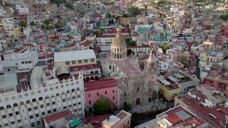 aerial footage of the beautiful colonial city of guanajuato city, mexico