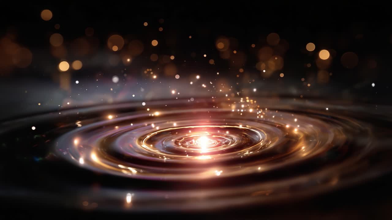 Incantevole effetto increspato di luce e scintille: un'esplorazione artistica della fluidodinamica e della bellezza cosmica in ambienti bui