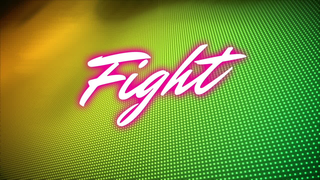 animación del texto de la lucha en fondo amarillo y verde