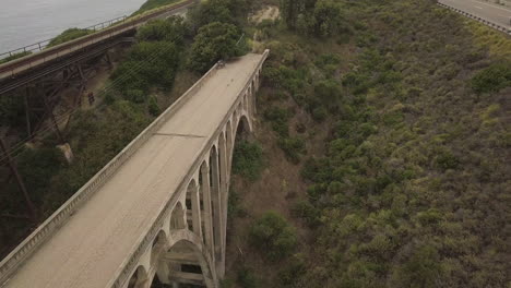 aerial-view-An-Abandoned-Bridge-Near-Santa-Barbara,-California
