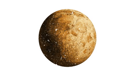 animación de nieve cayendo sobre la luna llena sobre un fondo blanco