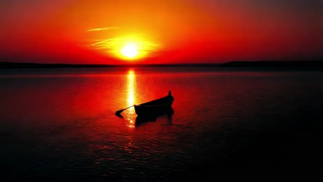 sunset canoe on a calm lake