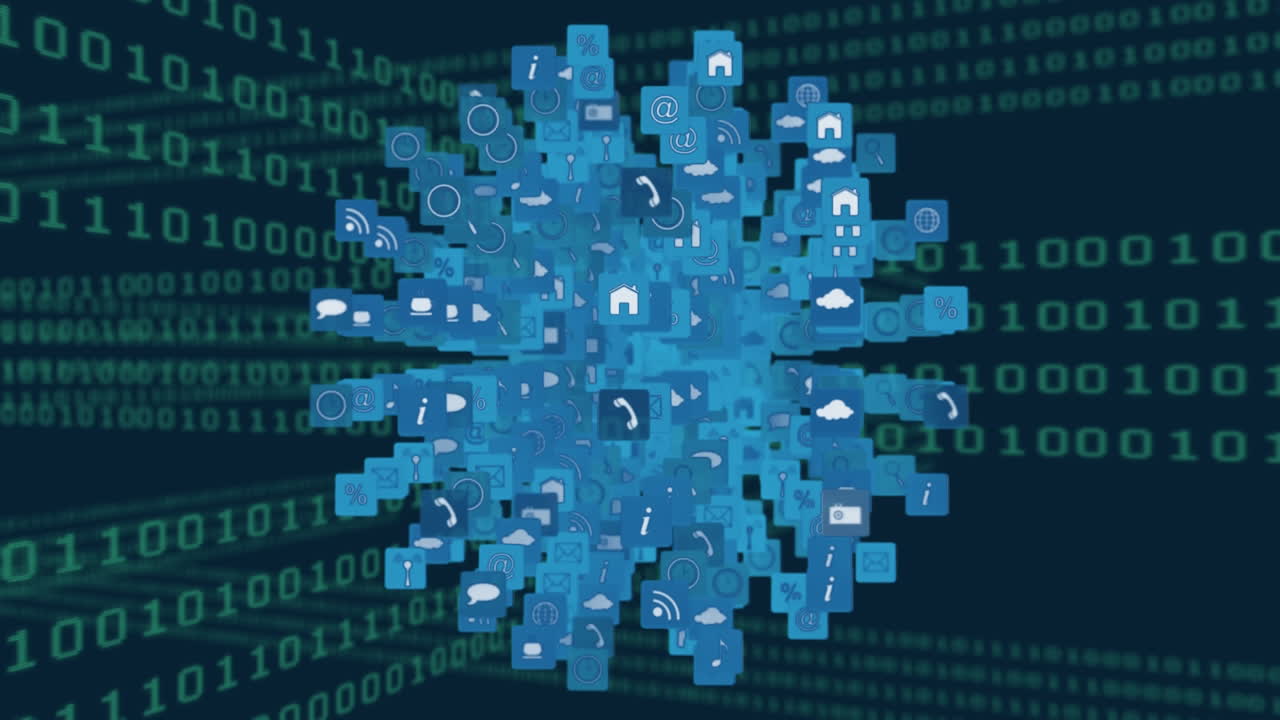 iconos y símbolos de internet en forma de esfera