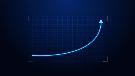 moving up curve graph glowing on digital grid for growth progress success futuristic finance data