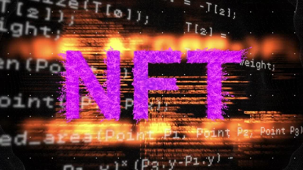 animación del procesamiento de datos sobre nft en fondo negro