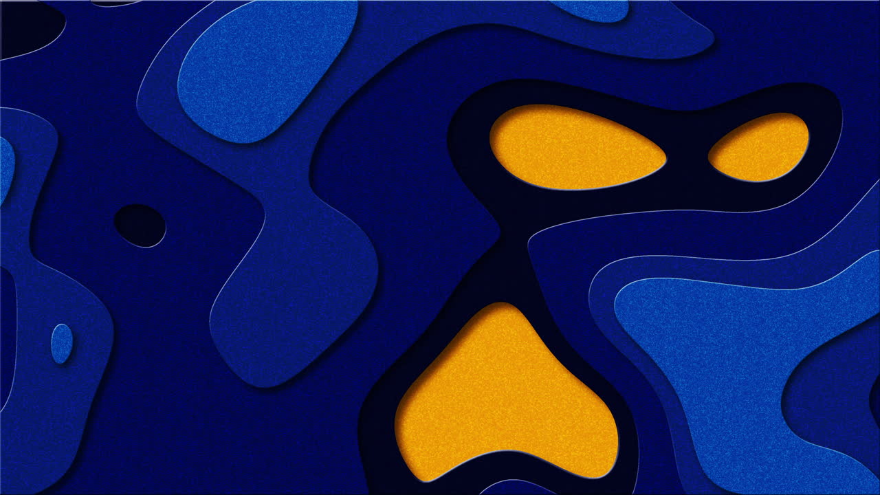 Colorful paper cut animation. Abstract liquid blue and yellow color background. Seamless loop.