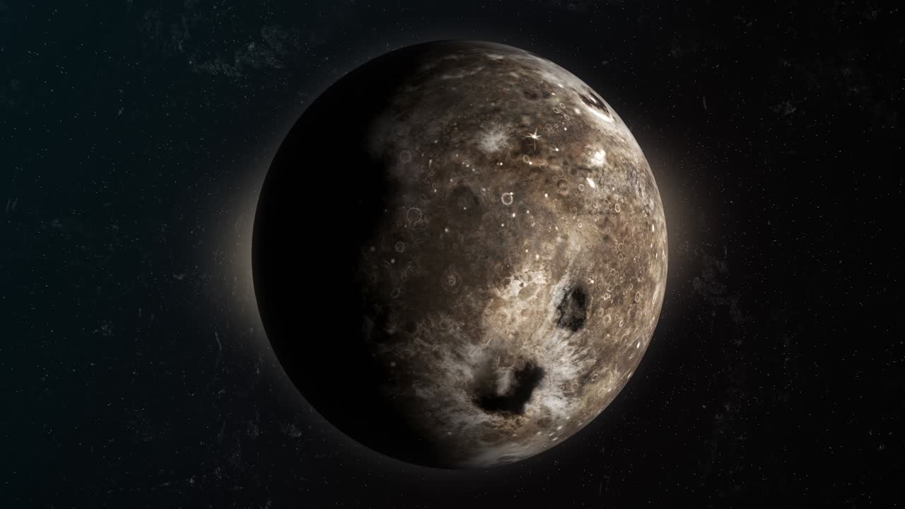 Satellite Oberon or Uranus IV, moon of Uranus, rotating