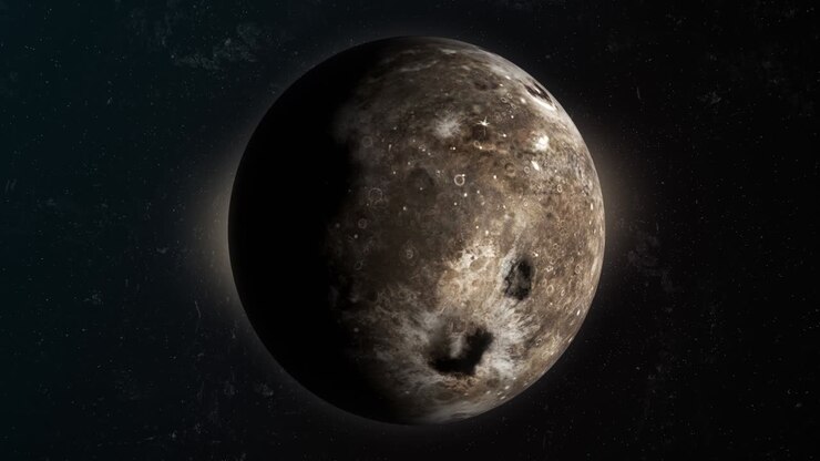 Satélite Oberon ou Urano IV, lua de Urano, girando