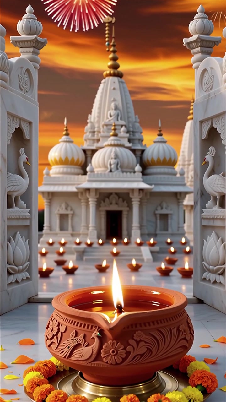 Sfondo del Festival Diwali con lanterne e decorazioni tradizionali Diyas.
