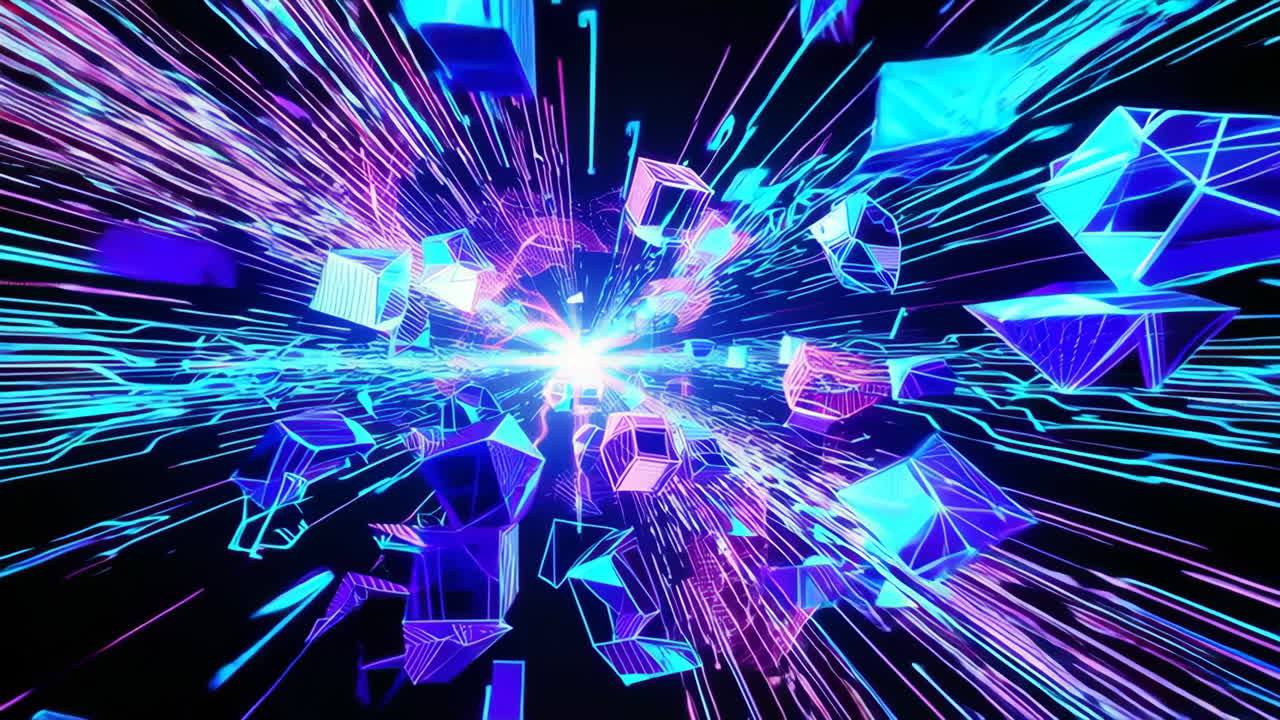 Cyberpunk Neon Geometric Abstract Tunnel