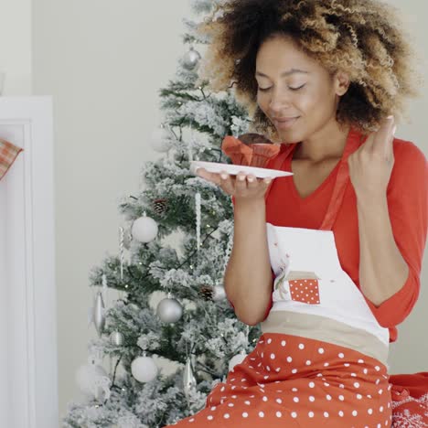 happy young woman celebrating christmas