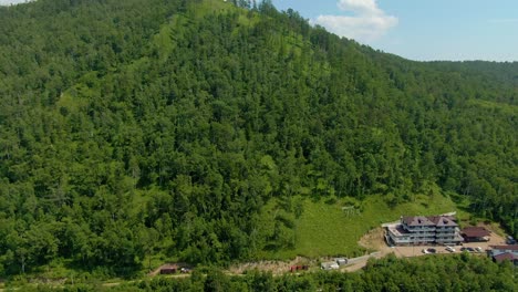 mountainous forest with resort