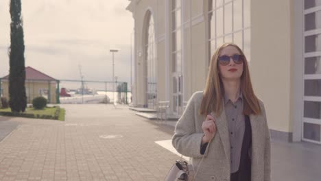 woman walking outdoors