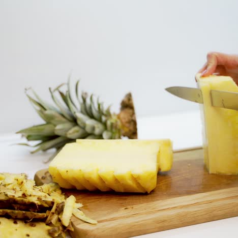 pineapple cut with knife