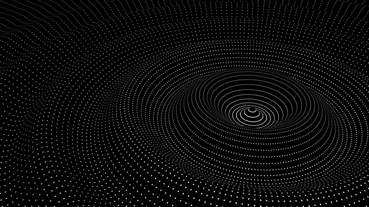 White dots pattern drop waves on black background 3d illustration. 4K video