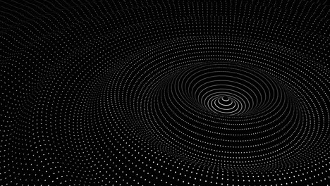 el patrón de puntos blancos caen ondas en fondo negro ilustración 3d. video 4k