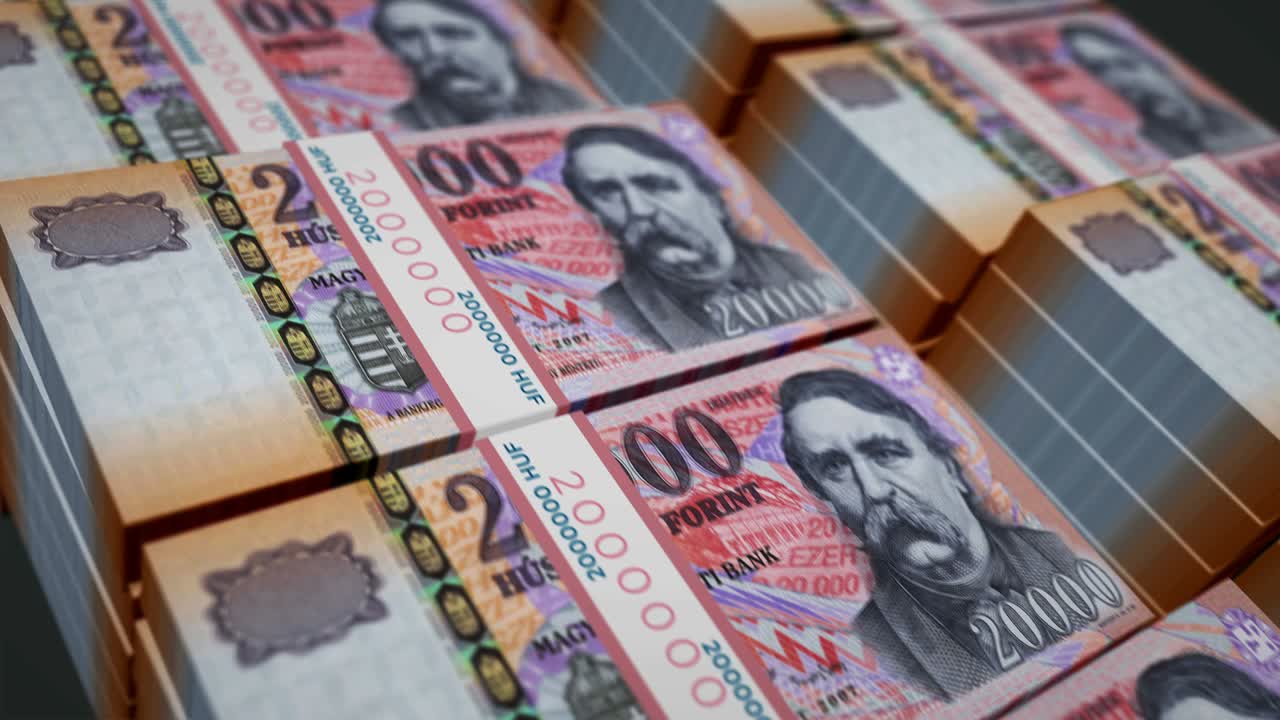 Hungarian Forint money banknotes pack seamless loop