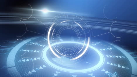glowing blue light effects in animation with futuristic digital interface patterns