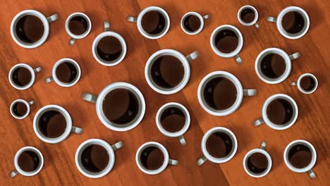 coffee fills many cups on the table