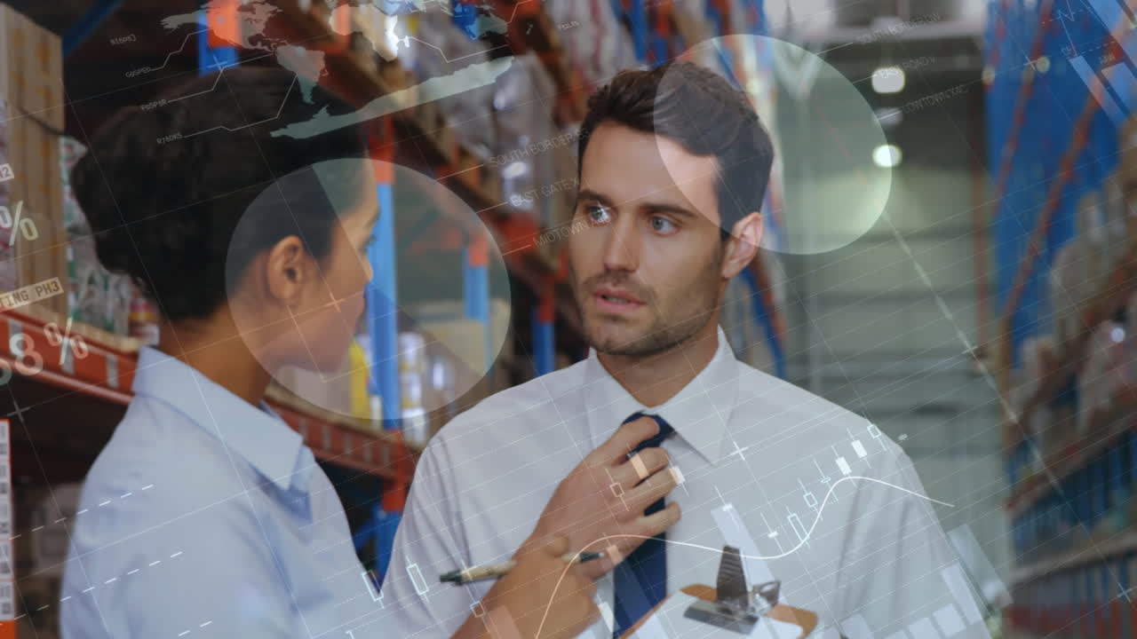 animación del procesamiento de datos sobre las personas que trabajan en el almacén