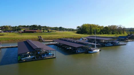 flying over the docks at clarksville marina