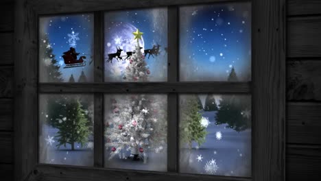 Winterlandschaft-Durch-Fenster-Gesehen